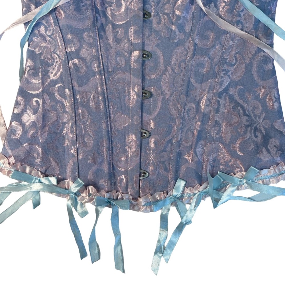Strapless Lavender Pink Brocade Corset Top - Picture 9 of 9